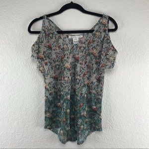 Blue Cold Shoulder Floral Top S 💙